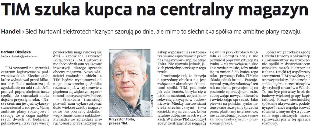 TIM szuka kupca na centralny magazyn - kliknij, aby powiększyć TIM szuka kupca na centralny magazyn - kliknij, aby powiększyć